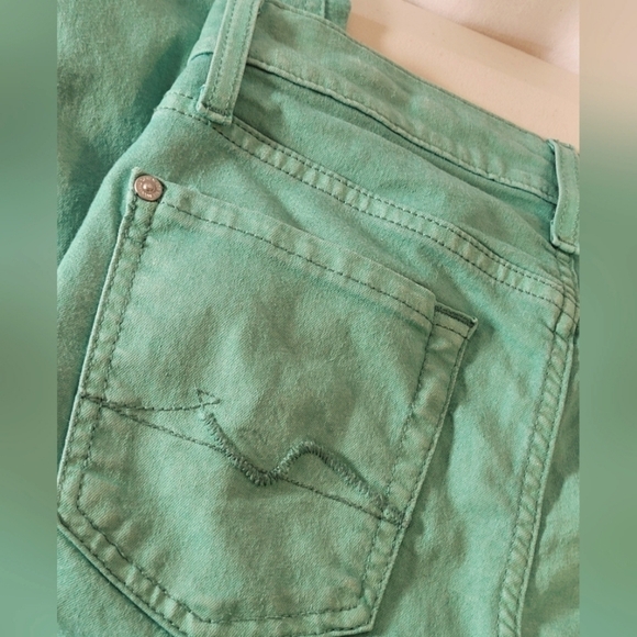 7 For All Mankind Bright Green Lightweight Mid-Rise Skinny Ankle Jeans - Size 24 - Picture 7 of 11